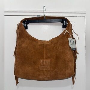 Haute hippie Brown suede shoulder bag with fringe